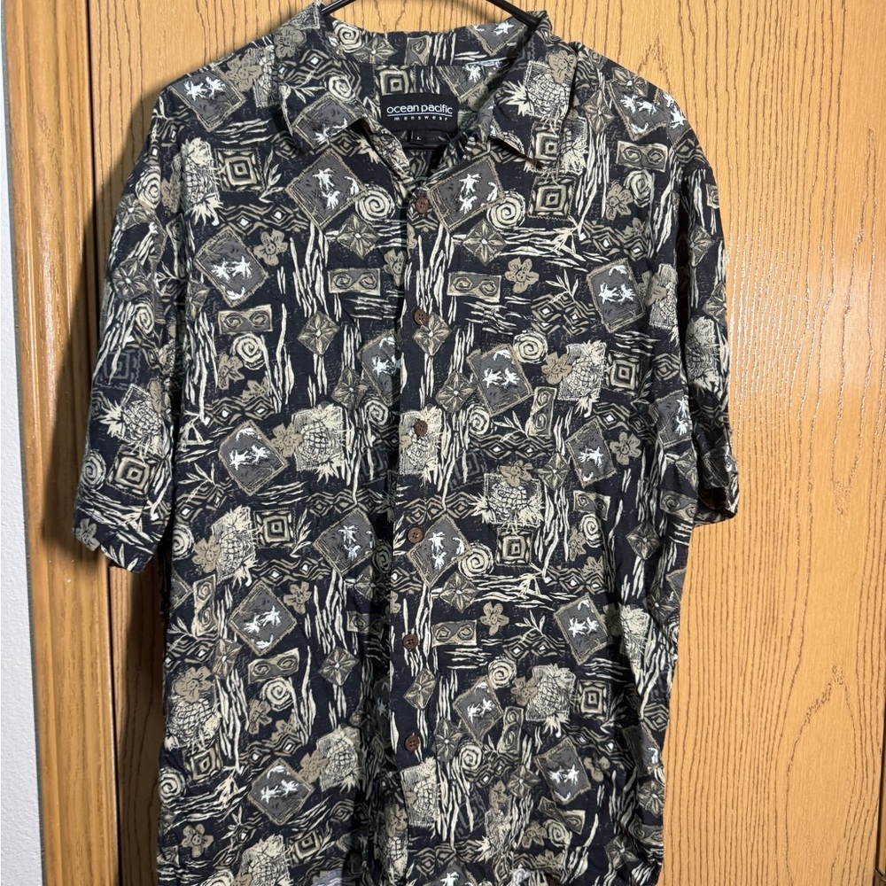 OP Black and Tan Patterned Men's Shirt